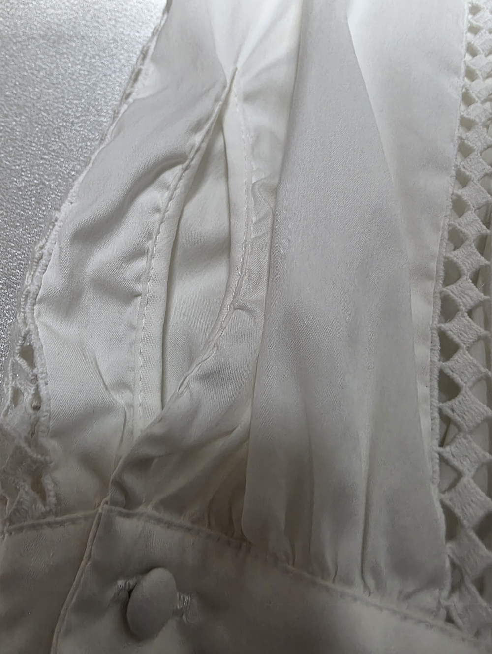 White House Black Market & Spruce Ivory Crochet-Trim Peasant Blouse - Picture 8 of 12